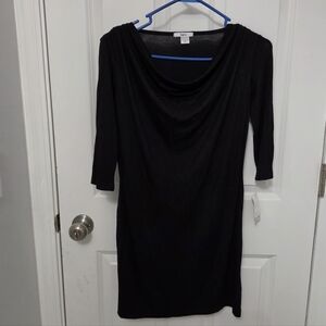 Bar iii women's cowlneck 3/4 sleeve mini dress Black Size XS